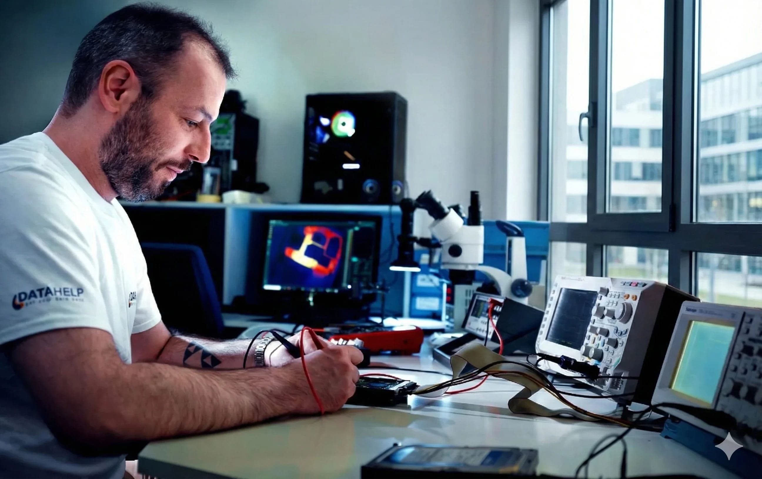 Professional data recovery laboratory with clean room equipment